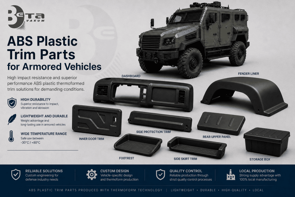 ABS plastic trim parts for armored vehicles — thermoformed defense industry components — Beta Vakum
